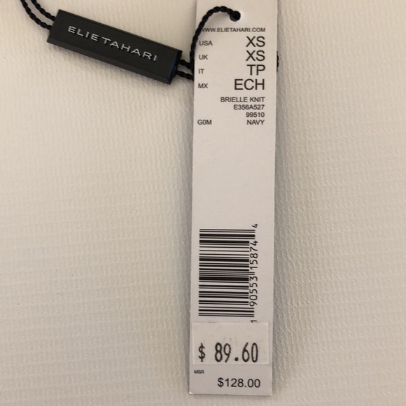 Elie Tahari Short Sleeve Navy Knit Top New w/Tags - Picture 8 of 9